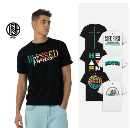 INSPI Bible Verse Tees for Men and Women Roundneck Shirt Printed Graphic Tops Trendy Collection